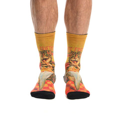 Забавни чорапи с котка, хапваща пържени картофки, модерен подарък за мъже и жени от Artyshocks.bg.