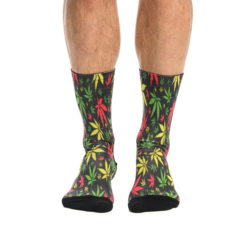 Модерни чорапи с принт на марихуана, ярки цветове, забавен подарък за мъже и жени - Artyshocks.bg