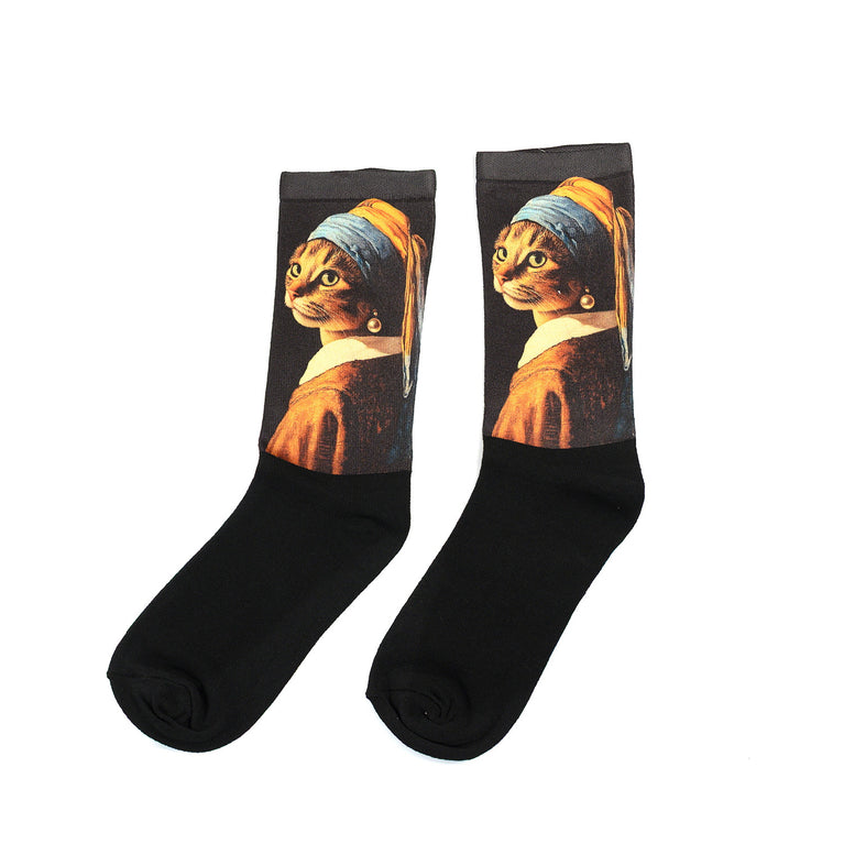 Арт чорапи – "Котката с обицата"