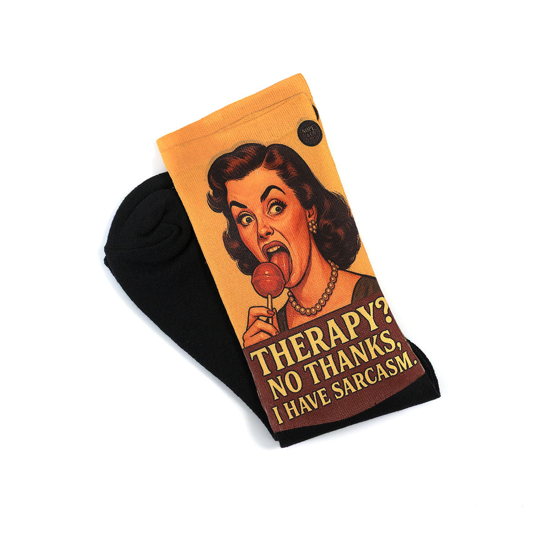 Забавни чорапи – „Терапия? Не, благодаря – владея сарказма“