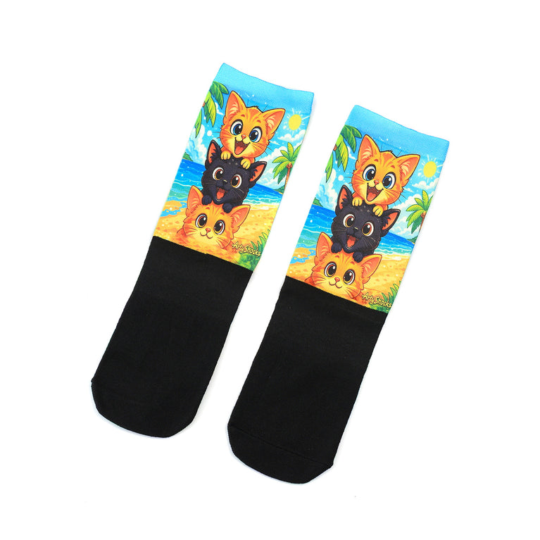 Lustige Socken „Katzenabenteuer“