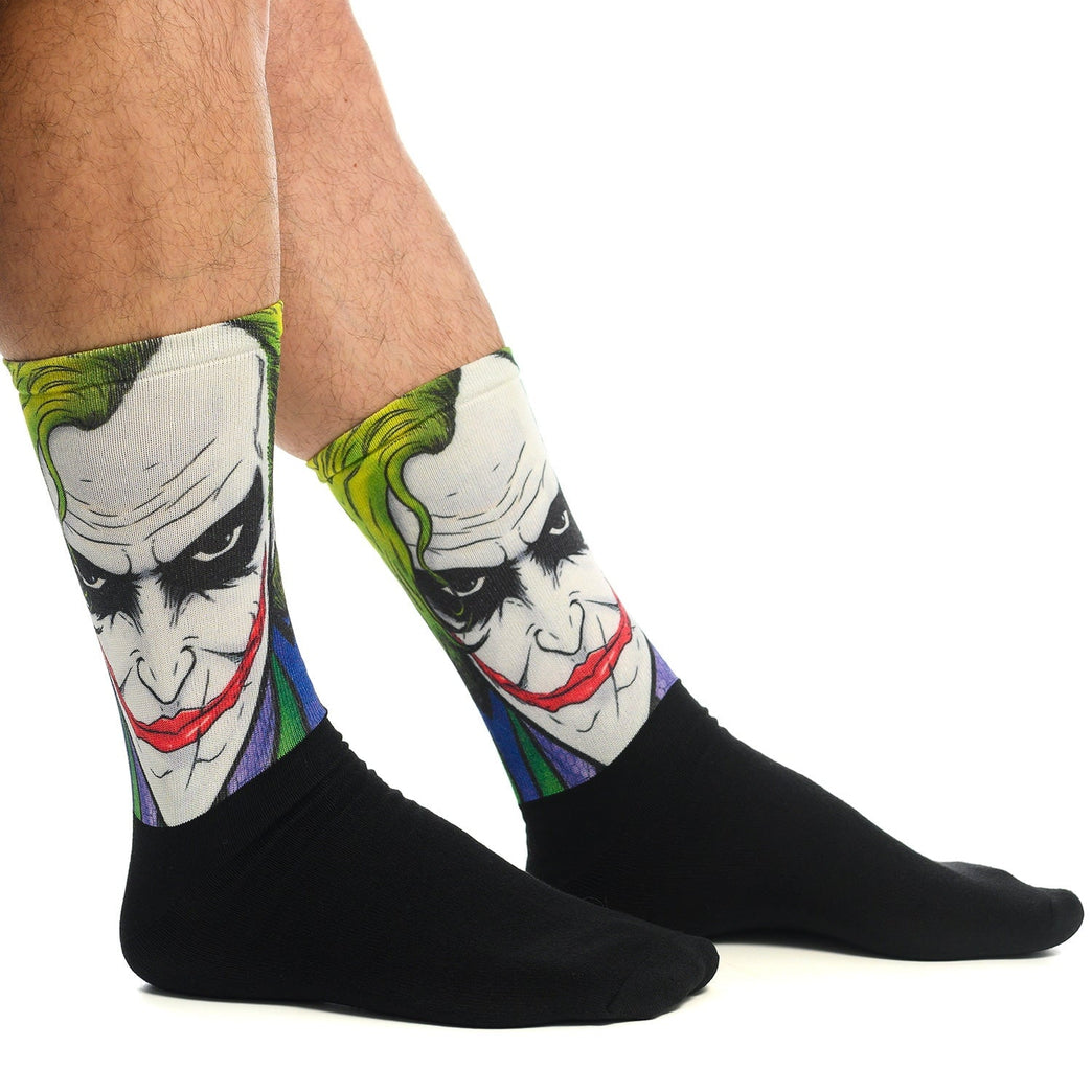 Чорапи с принт на Жокера, модерни подаръчни чорапи за фенове на комикси и нестандартен стил.