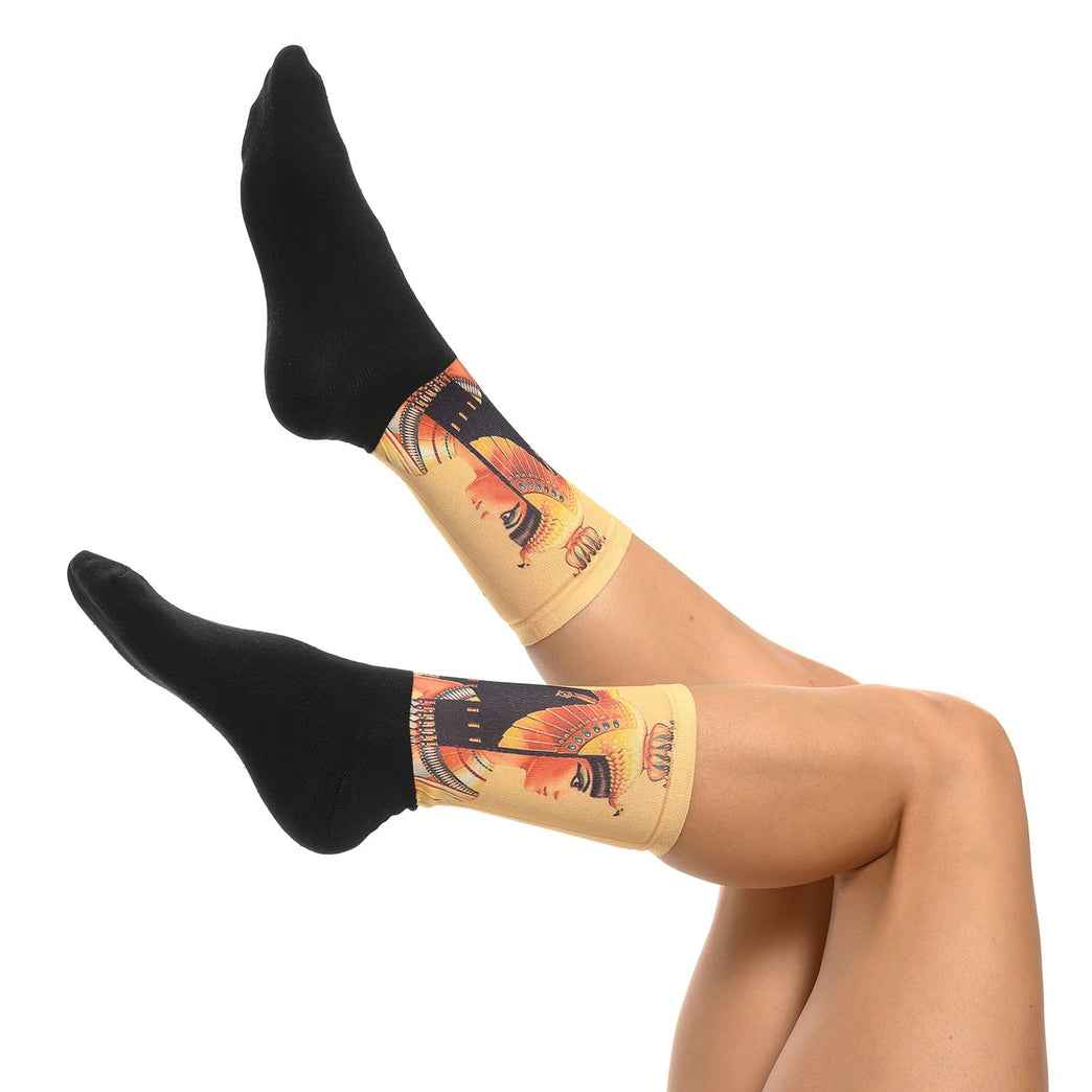 Стилни чорапи с портрет на Клеопатра, модерни и качествени памучни чорапи, идеални за подарък за мъж или жена.