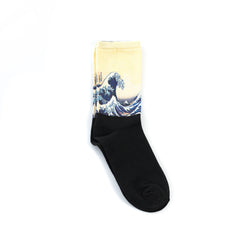 Чорапи с репродукция на Голямата вълна край Канагава на Хокусай, модерен стил, памучни и забавни чорапи от Artyshocks.bg