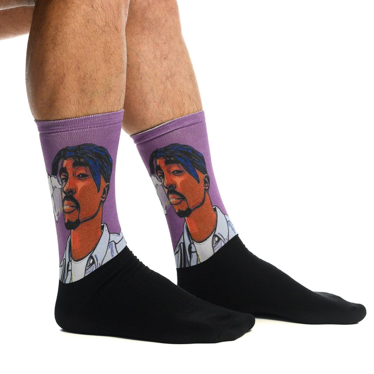 Забавни чорапи с принт на Ту Пак, модерни памучни чорапи за хип-хоп фенове от Artyshocks.bg