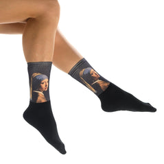 Чорапи с репродукция на "Момичето с перлената обеца" от Вермеер, модерни чорапи за стилен подарък