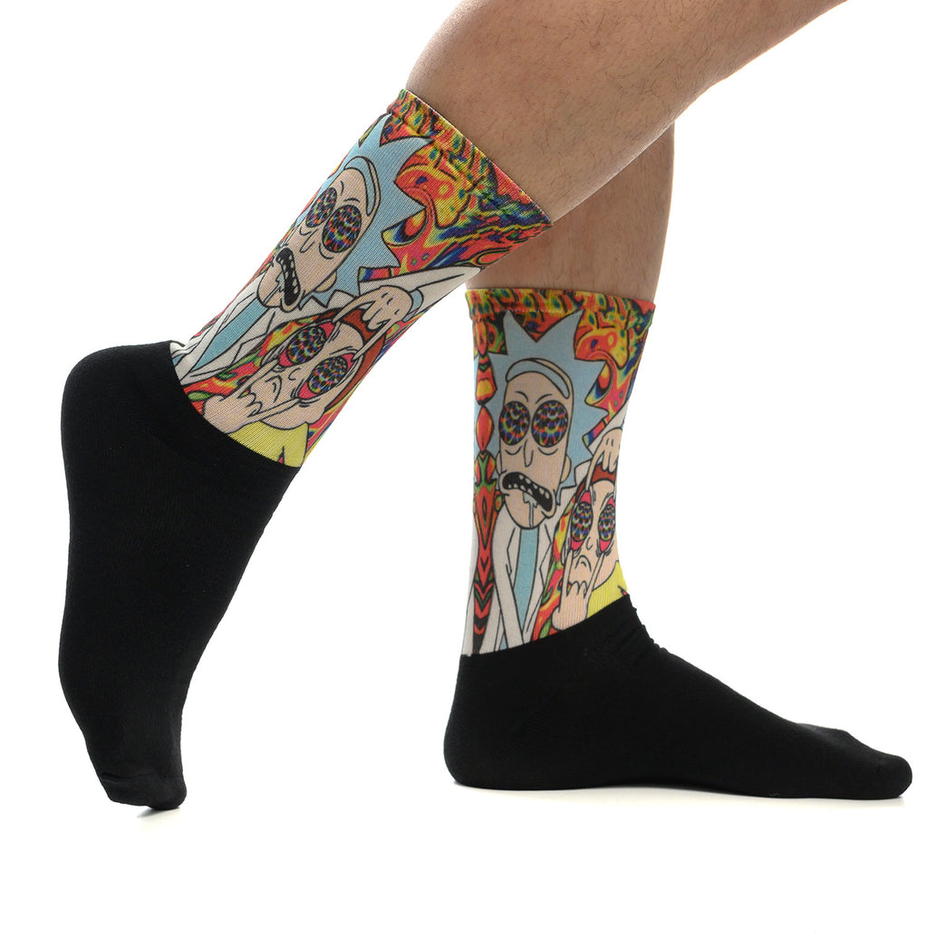 Забавни чорапи с принт на Рик и Морти, модерни и стилни, идеални за фенове на анимацията - Artyshocks.bg