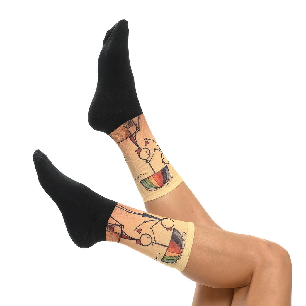 Забавни чорапи Чадър Rainbow с уникален дизайн и ярки цветове, перфектен подарък за мъже и жени - Artyshocks.bg