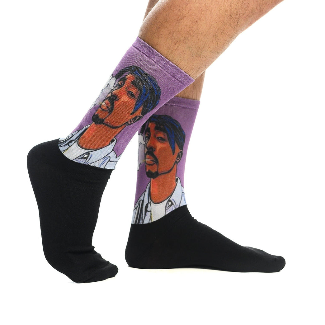 Забавни памучни чорапи с принт на Ту Пак, идеални за фенове на хип-хоп културата от Artyshocks.bg