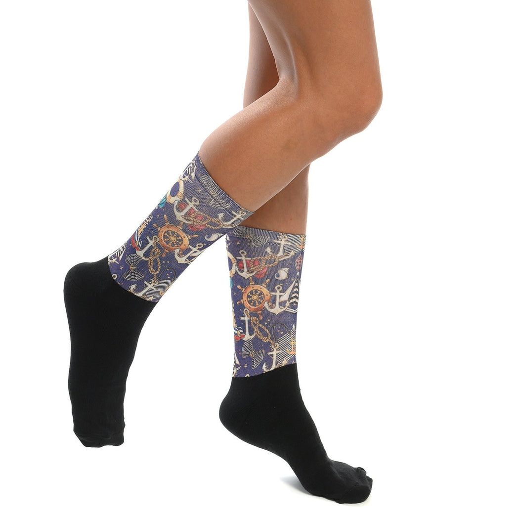 Забавни чорапи с котви и морски мотиви, перфектни за подарък, онлайн магазин за чорапи Artyshocks.bg