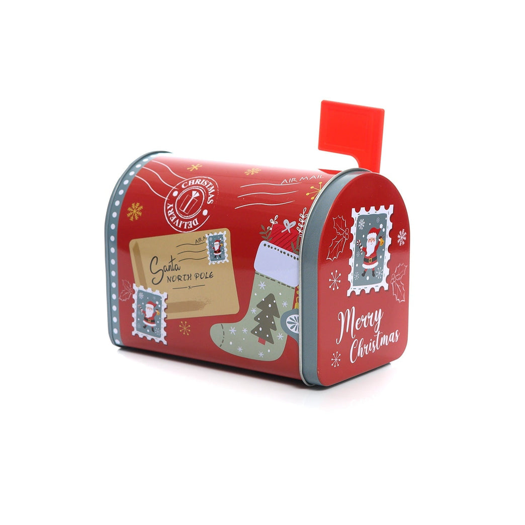 Коледна пощенска кутия в червено, украсена със зимни мотиви и място за подаръци, перфектна за подарък от Artyshocks.bg.