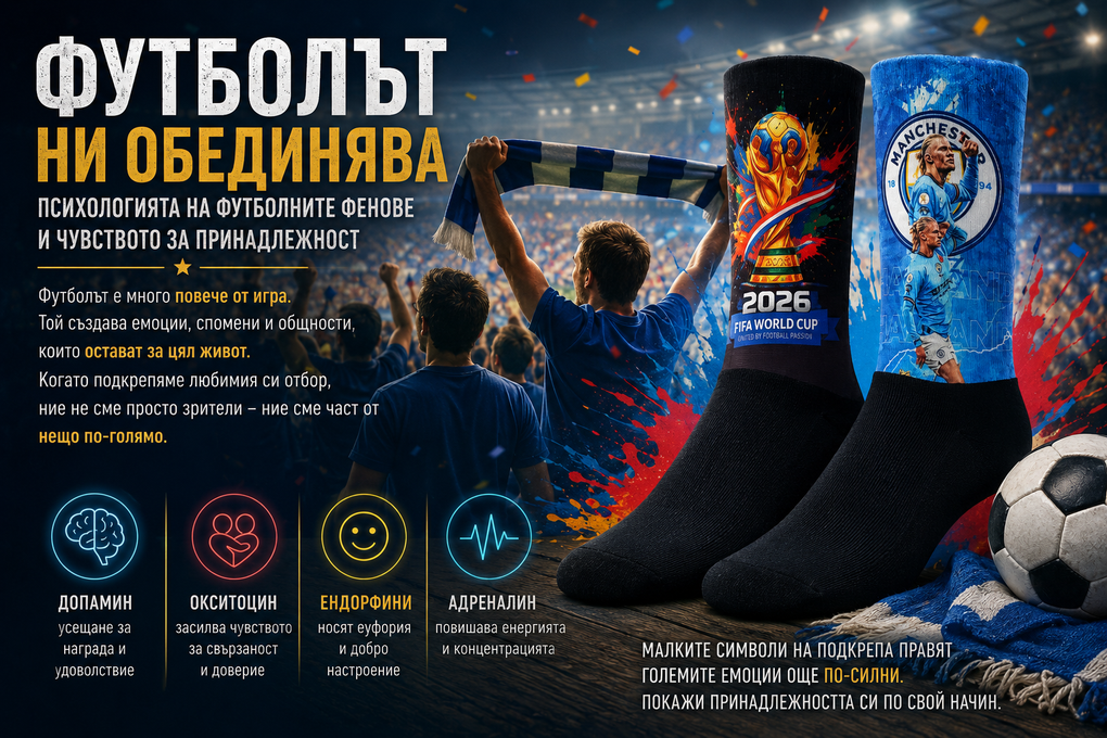 Защо футболът ни обединява? Психологията на футболните фенове и чувството за принадлежност