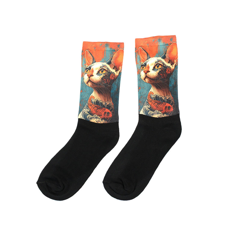 Арт чорапи – "Котка Татуист"