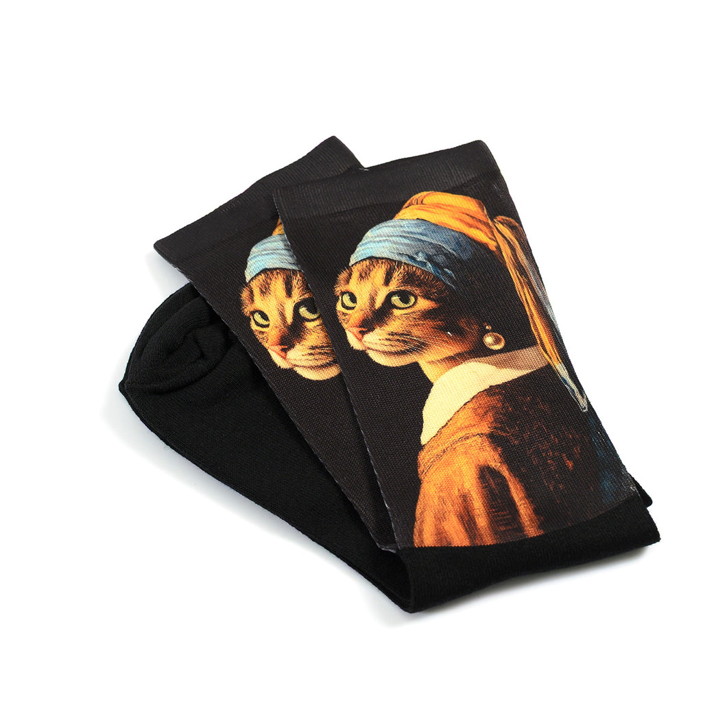 Арт чорапи – "Котката с обицата"