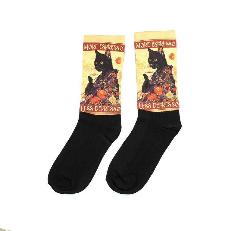 Забавни чорапи – "More Espresso, Less Depresso"
