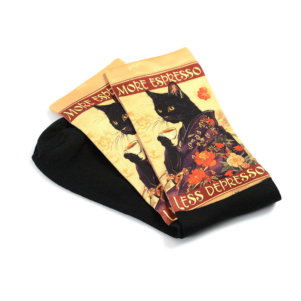 Забавни чорапи – "More Espresso, Less Depresso"