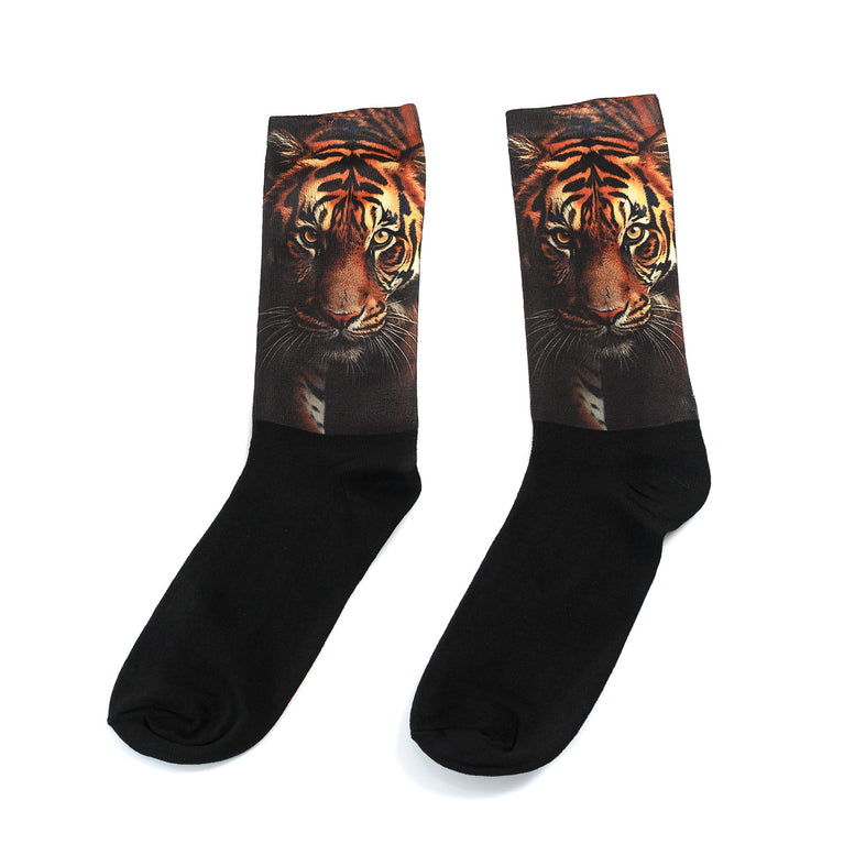 Забавни чорапи – „Тигърът в мен“ с хиперреалистичен тигър и черна долна част.